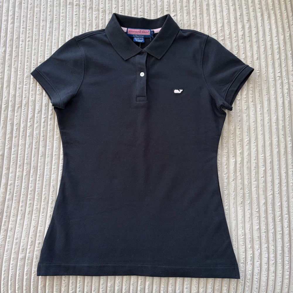 Women's NWT Vineyard Vines Black Polo Shirt Susie Fit